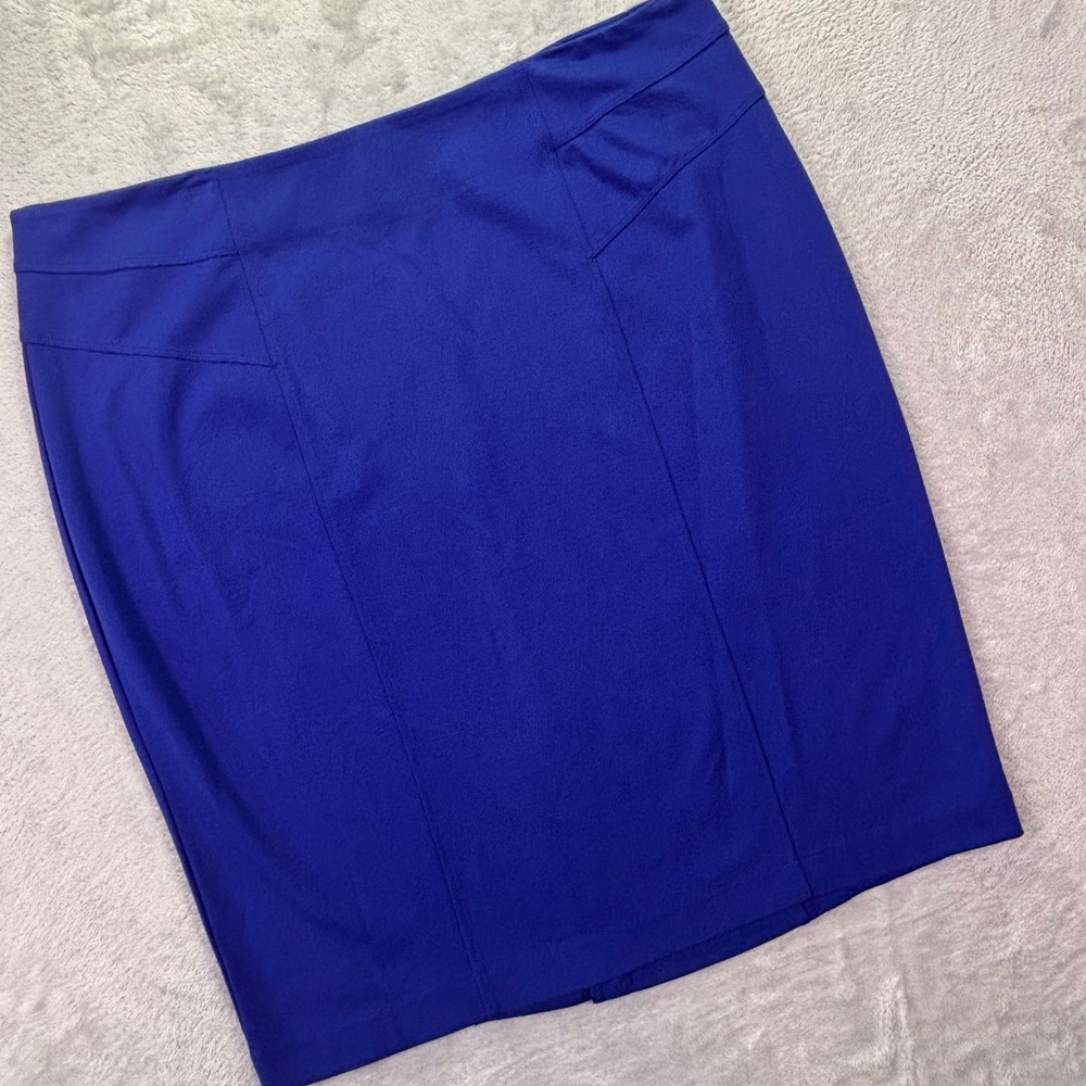 NWT Chico's Women Skirt Sz 3 Blue Grotto Solid Seamed Ponte Pencil Skirt
